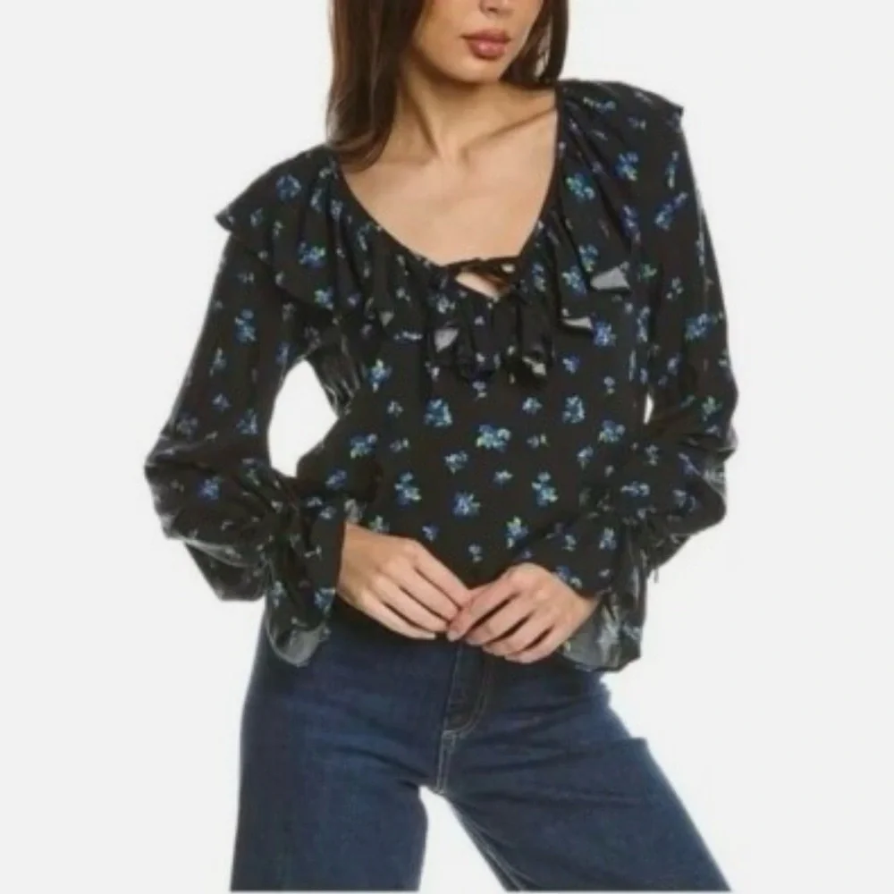WeWoreWhat Floral Ruffle Blouse size Small